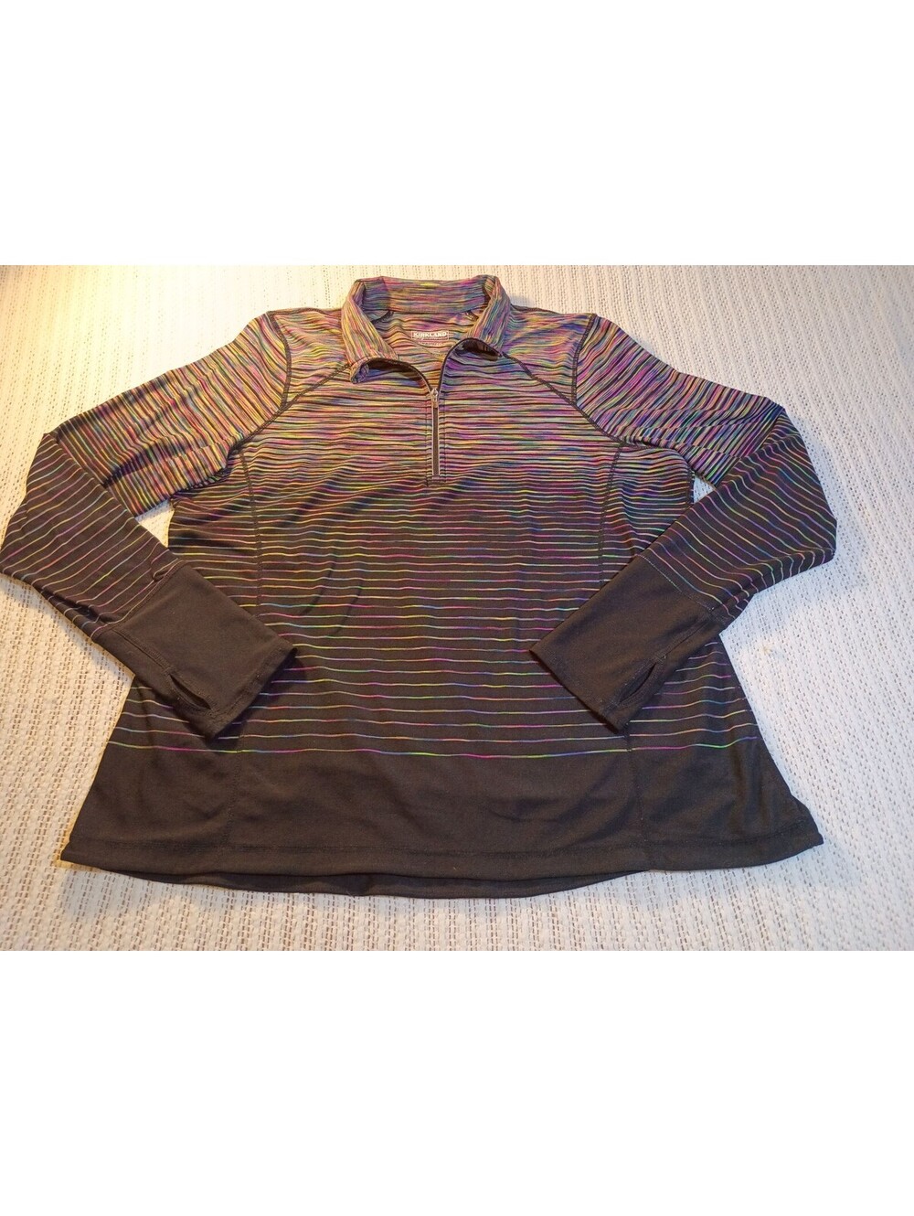 Kirkland Signature Women's XL Striped Half-Zip Pullover Sweatshirt